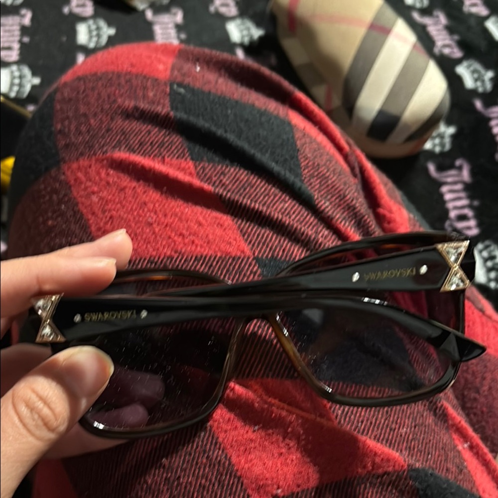 Swarovski Black Rectangular Sunglasses Sleek Desi… - image 1